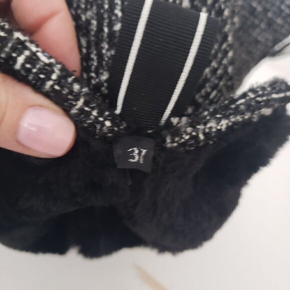 P448 Wool Tweed Faux Fur Lined Quilted Bootie Slipper US 7 EU 37 - Picture 8 of 16